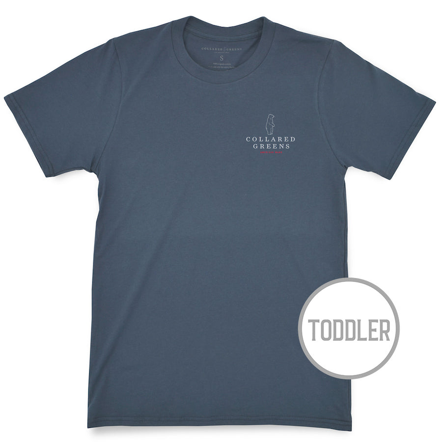 Patriotic Pup: Toddler Short Sleeve T-Shirt - Steel Blue