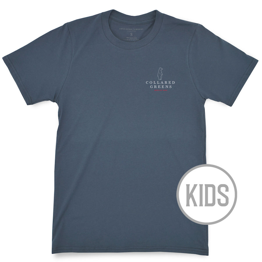 Patriotic Pup: Kid's Short Sleeve T-Shirt - Steel Blue