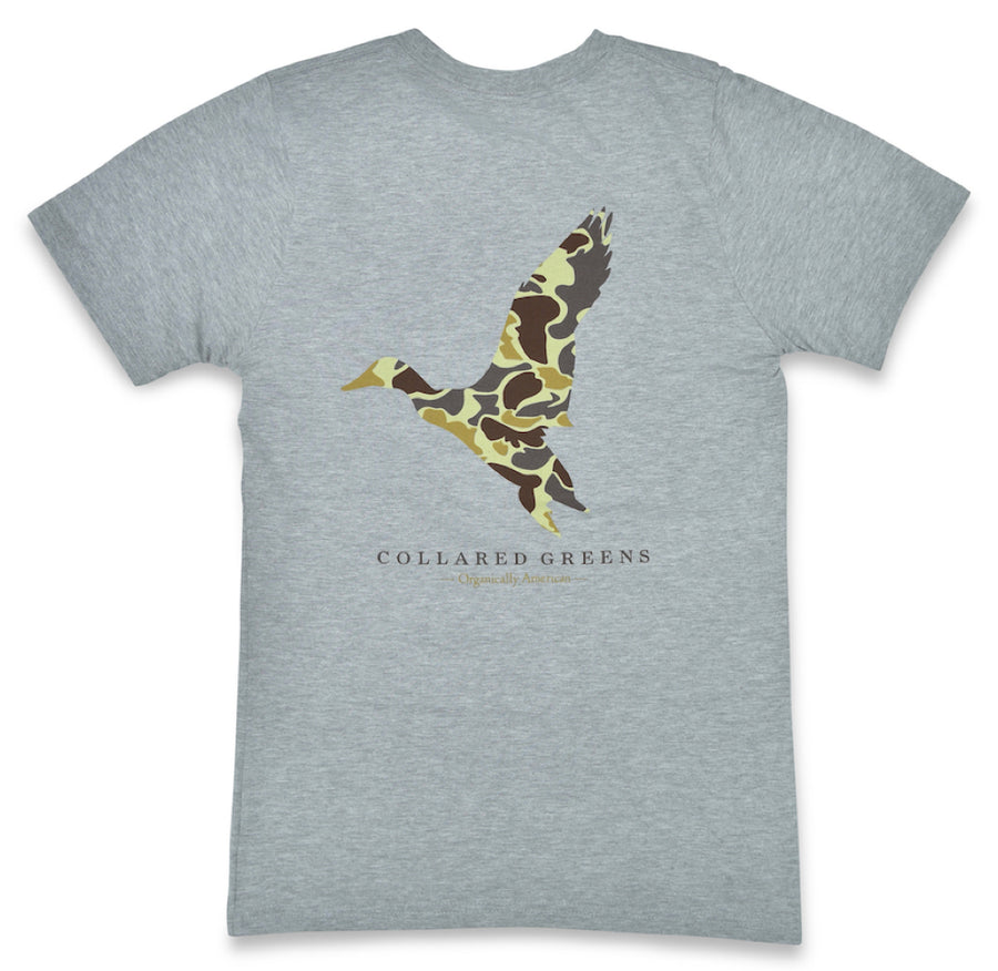 Camo Mallard: Short Sleeve T-Shirt - Gray