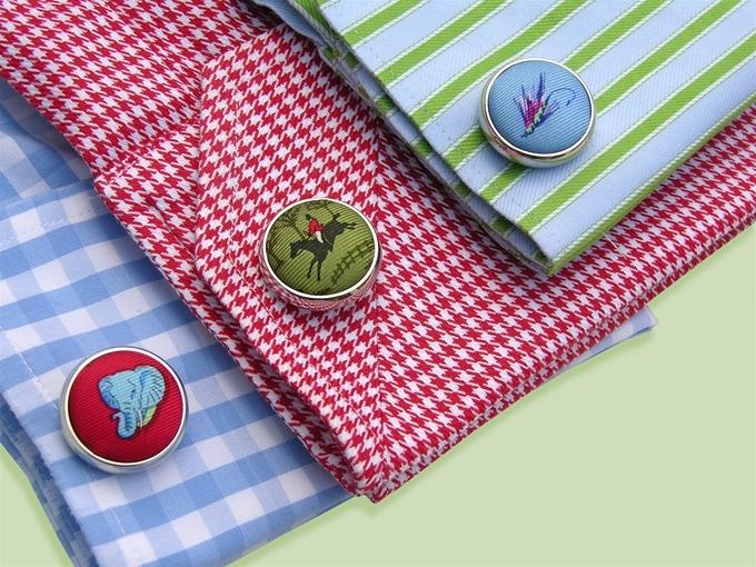 Tortoise & Hare: Cufflinks - Pink Linen