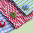 Load image into Gallery viewer, Pink Elephants: Woven Silk Cuffllinks - Navy
