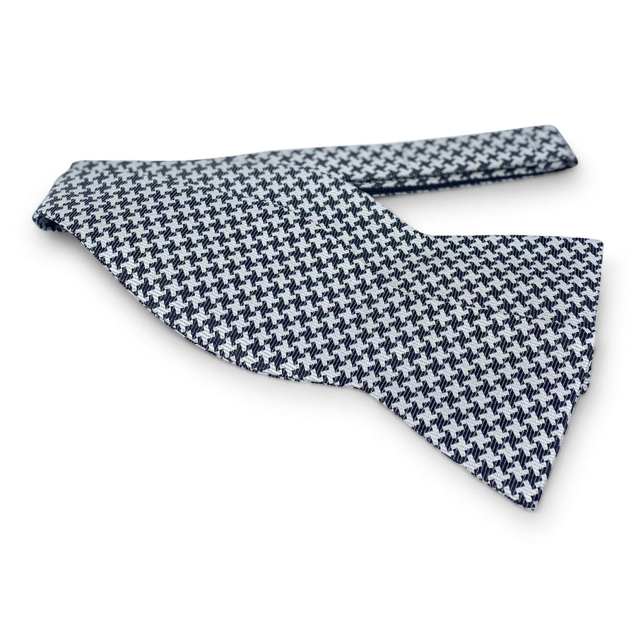 Houndstooth Formal: Bow - Silver/White