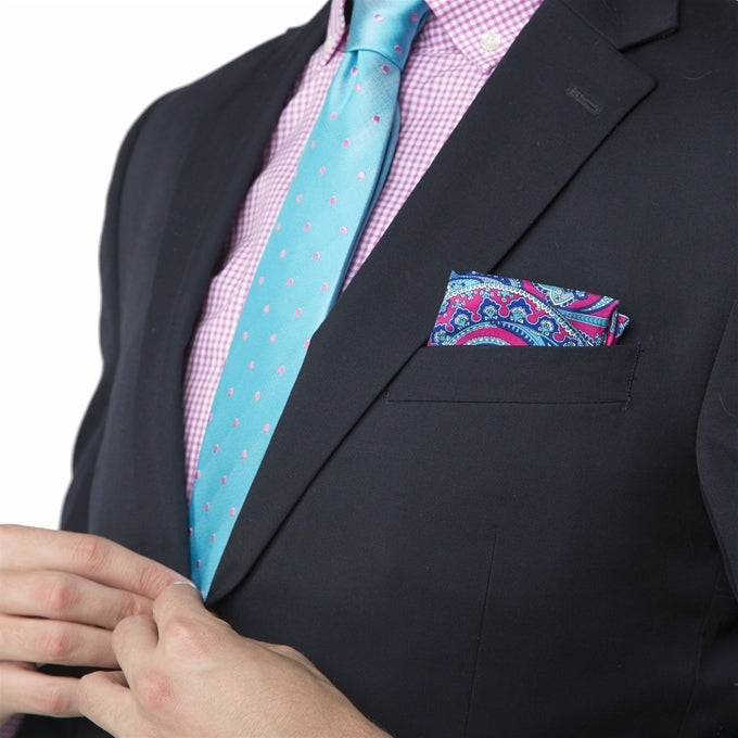 Palm Place: Pocket Square - Pink