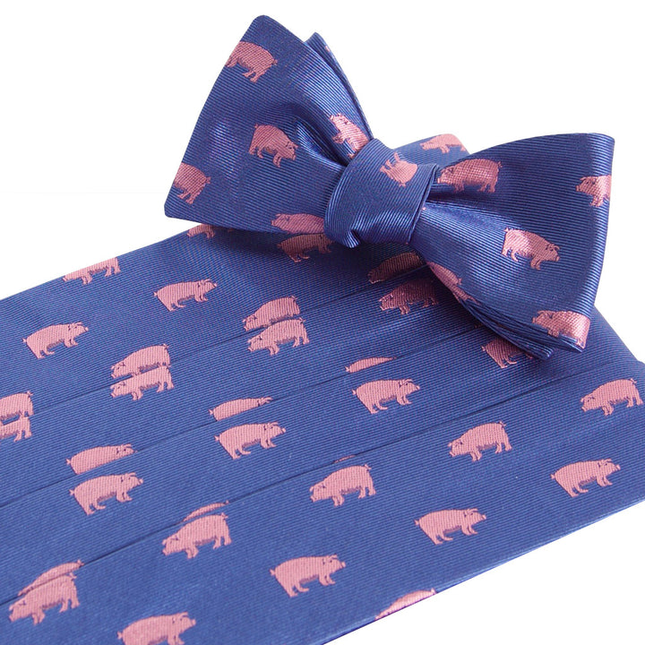 Pigs Royal Cummerbund and Bow Tie Set Cummerbund Sets - Collared Greens American Made