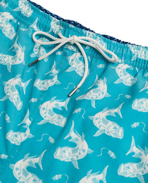 Tarpon Travels: Swim Trunks - Aquamarine