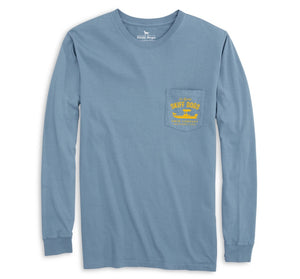 Skiff Dogs Hometown: Pocket Long Sleeve T-Shirt - Slate/Gold