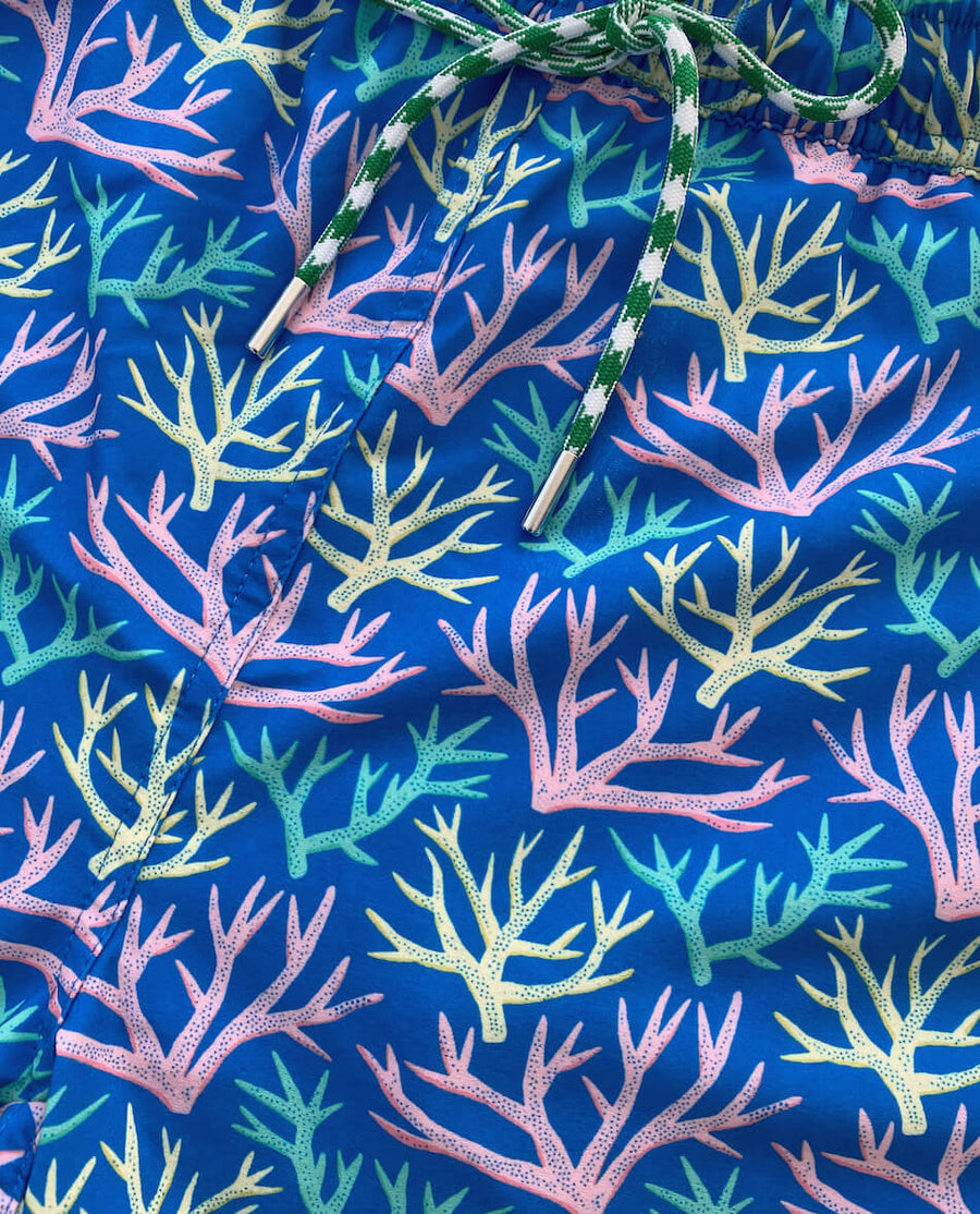 Key Largo Coral: Swim Trunks - Blue