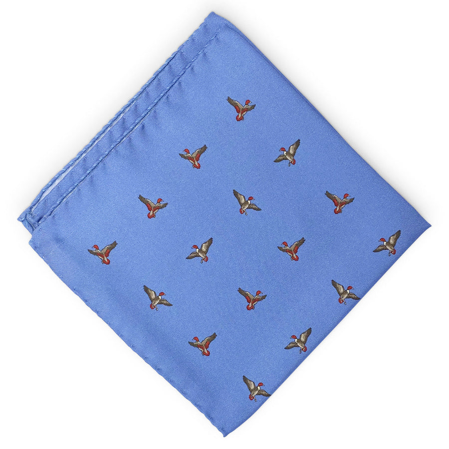 Red Heads: Silk Pocket Square - Blue/Red