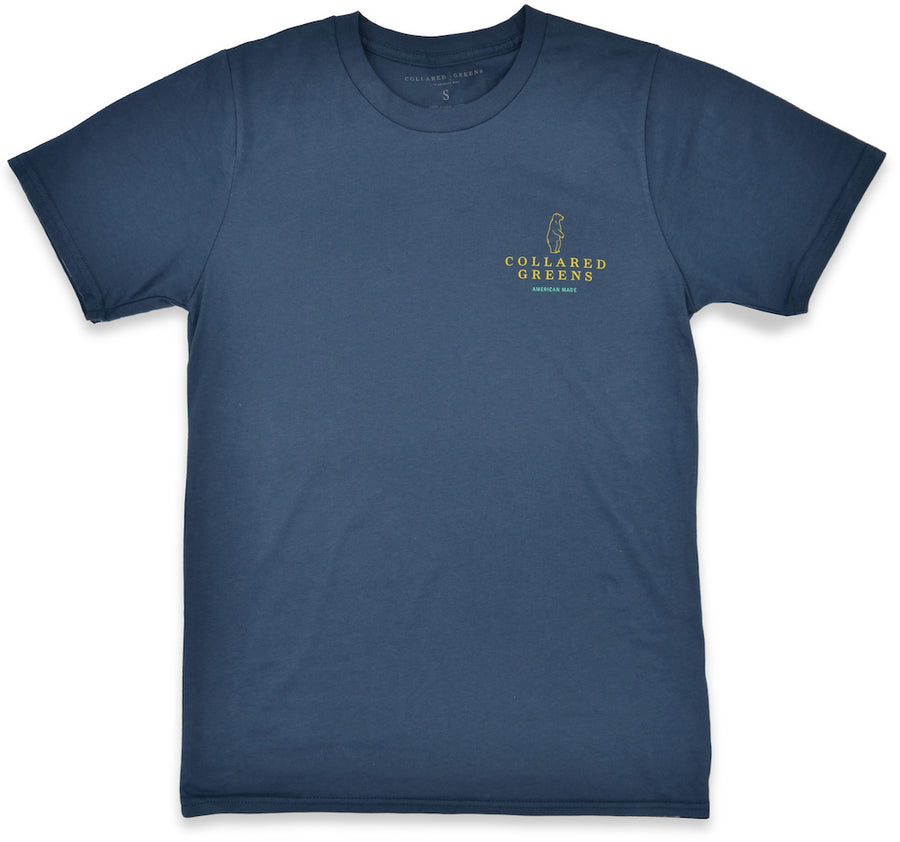 Good Boy: Short Sleeve T-Shirt - Yellow Lab on Steel Blue