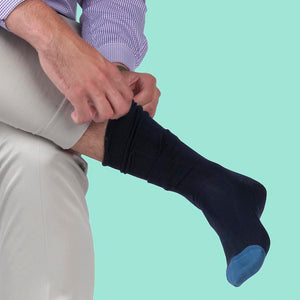 Pedigree Over the Calf Solid: Socks - Blue